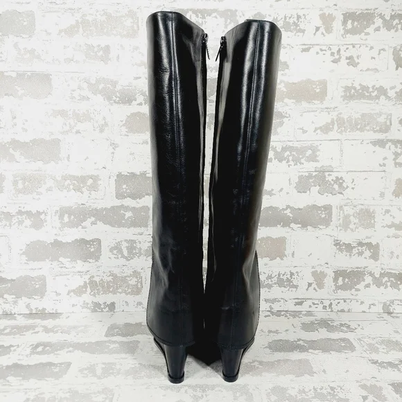 New Vince Camuto Tibani Black Leather Foldover Shaft Knee High Boot B359 - Picture 5 of 11